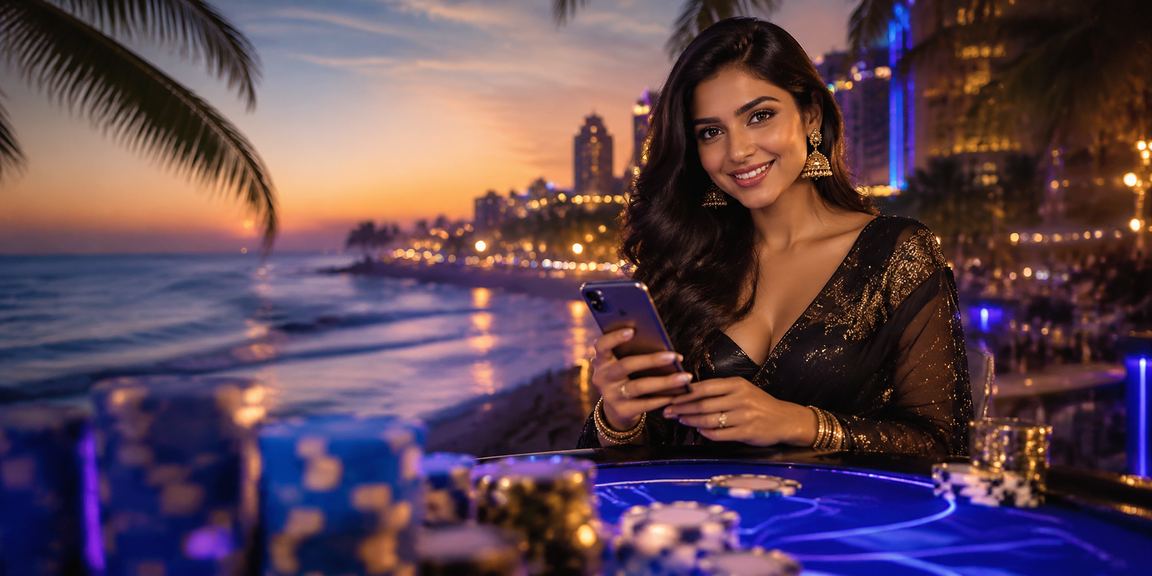 Mobile casino gaming on a tropical beach in Goa